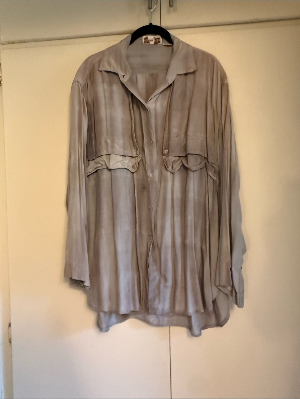 Long Sleeve over sized Button-Up Shirt in Light Purple Tye-Dye